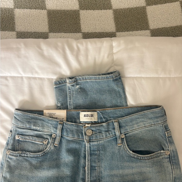 Agolde Nico High Rise Slim Fit Jeans in Light Blue - Picture 1 of 4